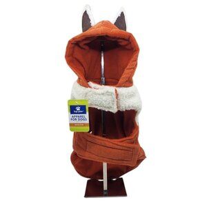 Top Paw Fox Fleece Hooded Sweater & Coat Apparrel for Dogs Orange Size Medium